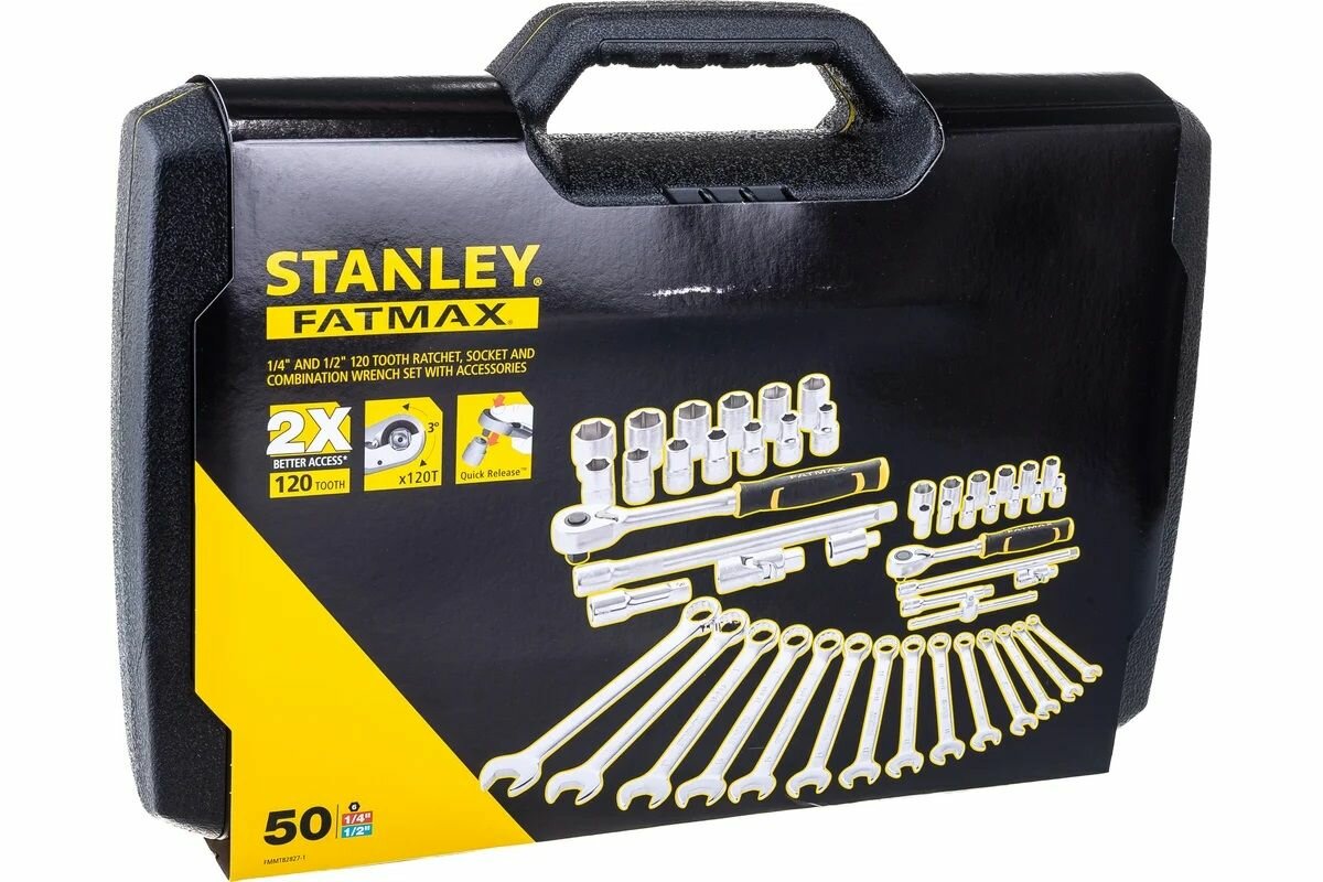 Набор торцевых головок и комбинированных ключей Stanley FATMAX 1/4