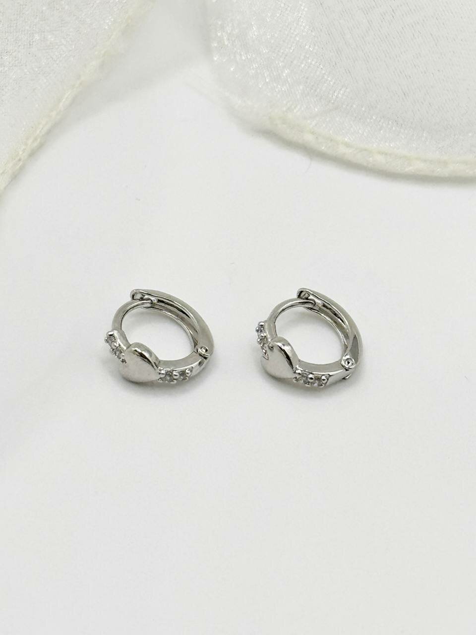 Серьги, размер 1 мм, серебристый — фото 1