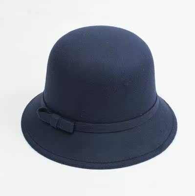 Женская шляпа-котелок с бантом, осенне-зимняя шляпа-ведро в корейском стиле, имитация шерстяной шляпы, фетровая шляпа в британском стиле ретро