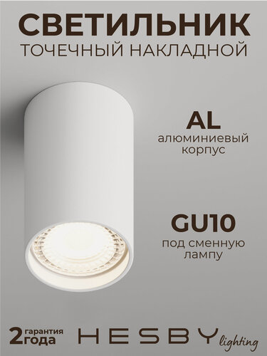 Изображение товара Спот светильник Hesby Focus HSBL_0095, белый, IP20, 50Вт, GU10 направленный, для потолка, стены, интерьера, в стиле лофт