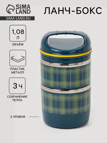 Изображение товара Ланч бокс TAKE IT EASY «Аланхе», 1.08 л, 2 уровня, нержавеющая сталь, синий