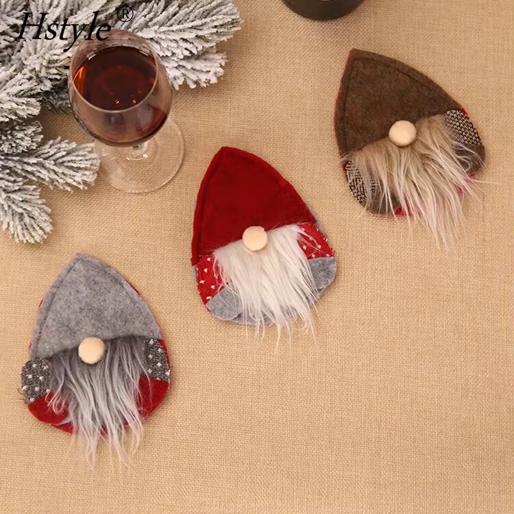 Новогоднее украшение в виде гномика для столовых приборов,15см, серый