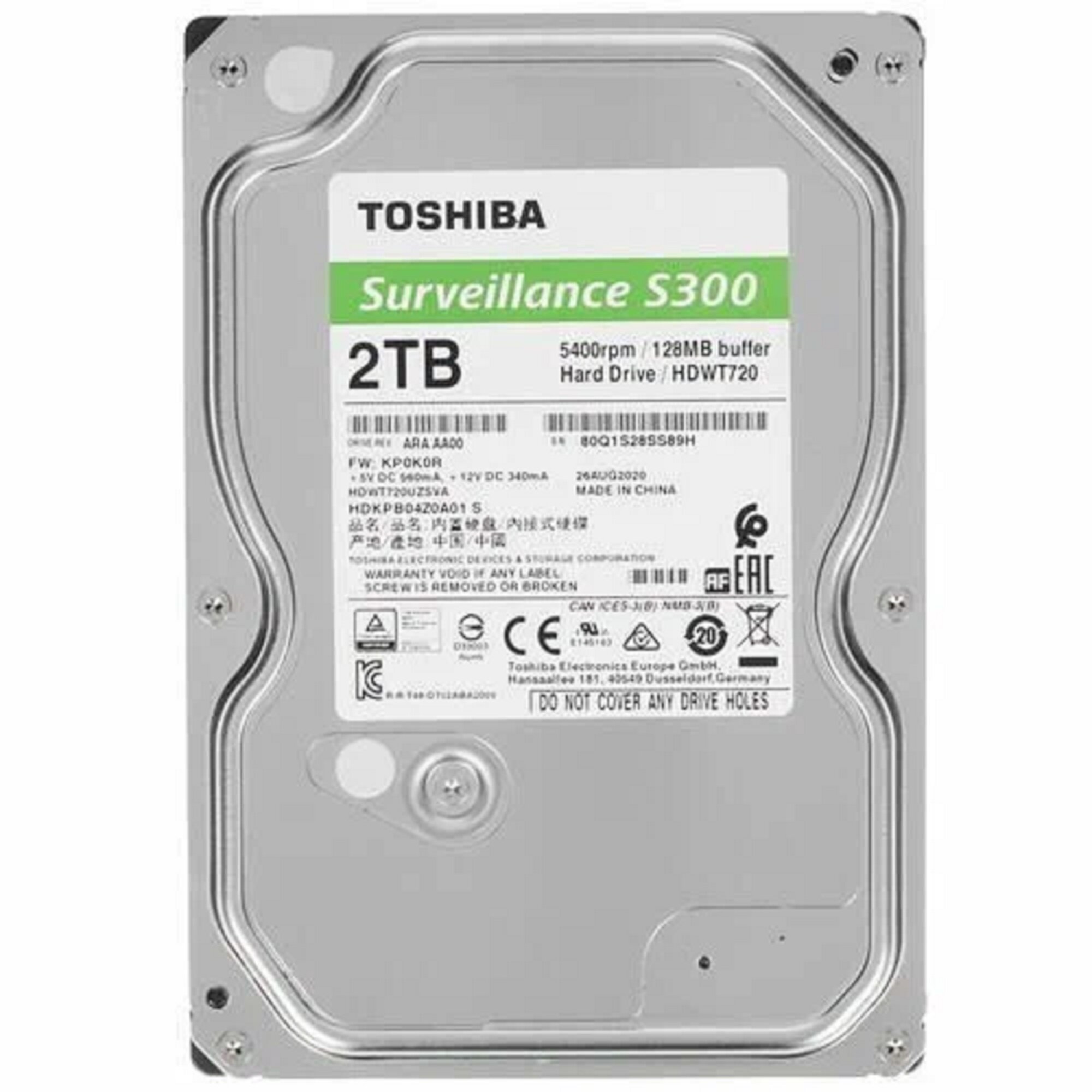 Жесткий диск 2TB SATA 6Gb/s Toshiba S300, 3.5", 5400rpm, 128MB