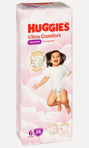Изображение товара Трусики-подгузники Huggies Ultra Comfort 6, 15-25 кг, 38 шт, Для девочек