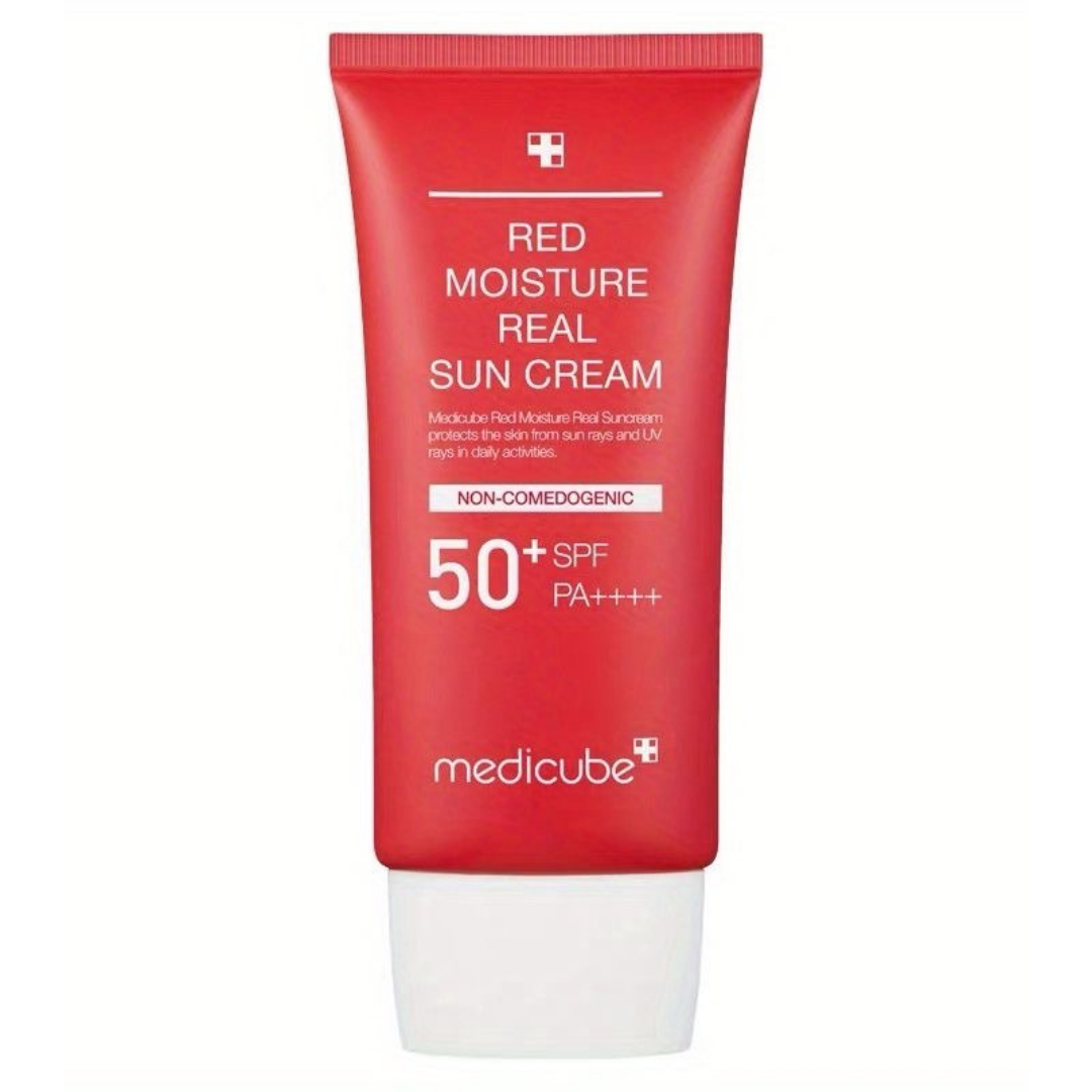 Medicube Red Moisture Real Sun Cream 50ml — увлажняющий солнцезащитный крем SPF для чувствительной и проблемной кожи