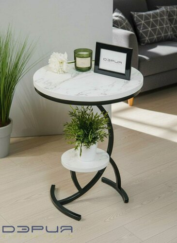 Изображение товара Круглый столик в прихожую, на балкон, придиванный для книг на металлической ножке, ЛДСП 50х50х63