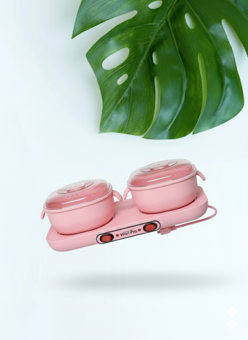 Воскоплав двойной с силиконовыми чашами для горячего воска в брикетах, гранулах и таблетках, 800 мл /