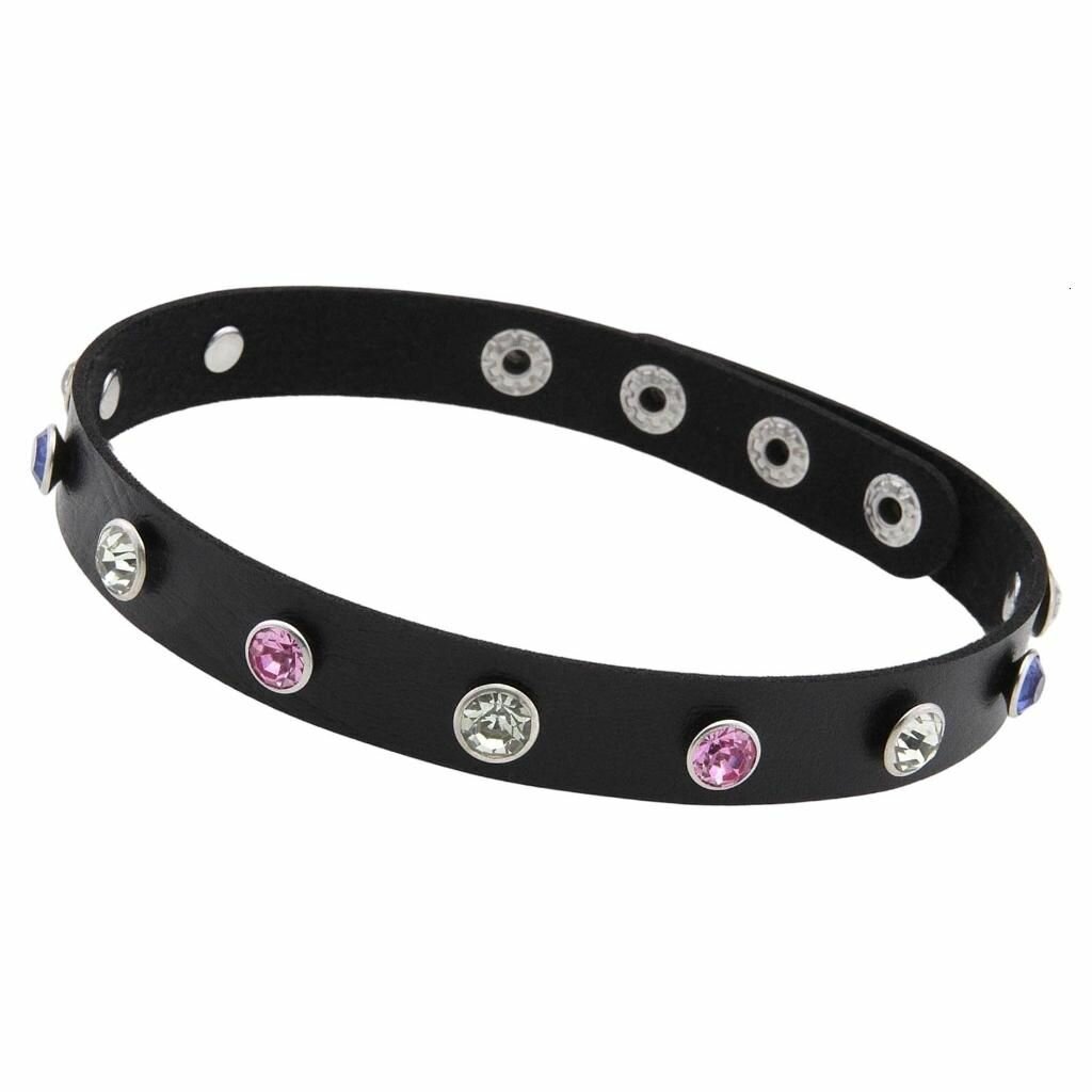 Кожаный ошейник со стразами