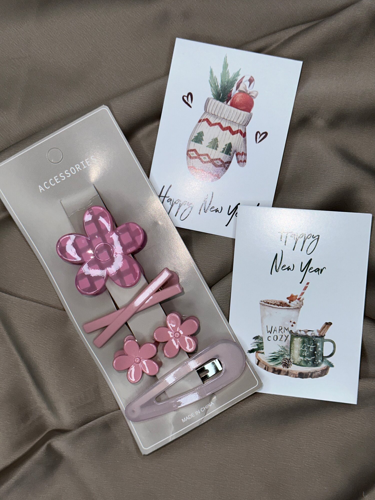 Набор заколок для волос 5в1 "Ромашка", влагоустойчивые, цвет розовый