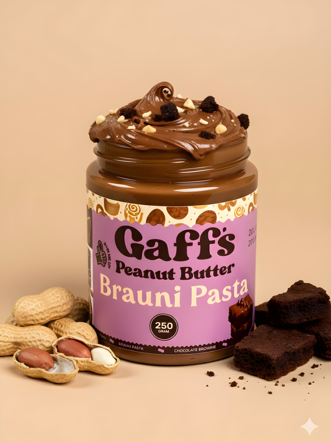 Шоколадная Арахисовая Паста С Кусочками Брауни. Суперфуд от Gaffs, ограниченная серия