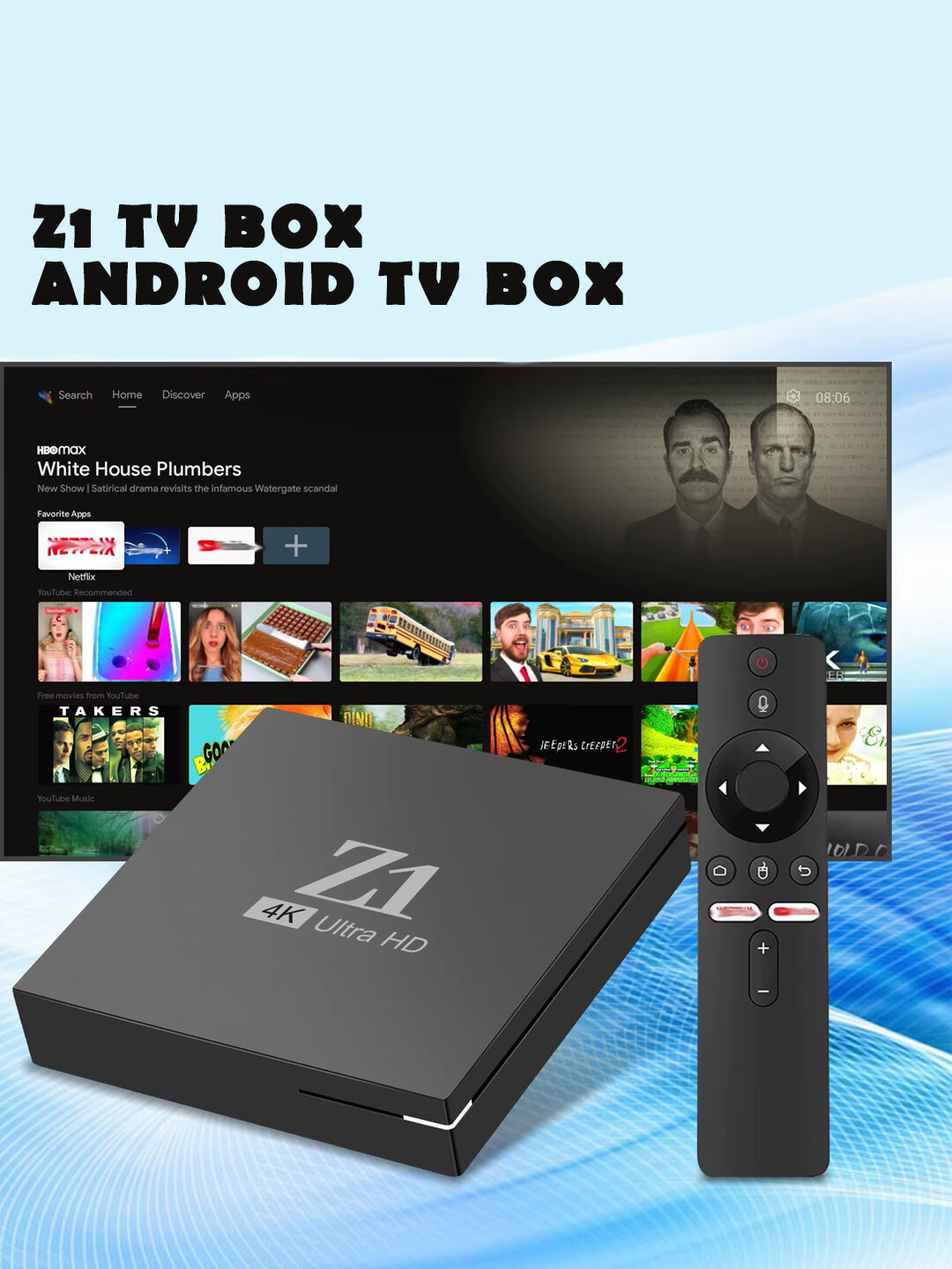 ТВ-приставка Smart TV Box, Android 12, 4K HD, 2ГБ/8ГБ, внешний блок питания