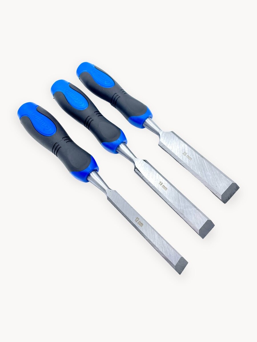 Набор стамесок по дереву плоский профиль 3 шт (12 мм,19 мм,25 мм)