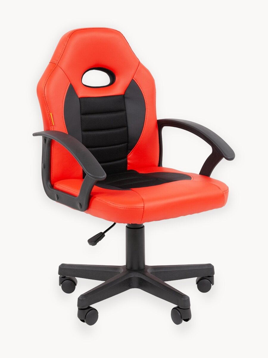 Детское компьютерное кресло CHAIRMAN KIDS 111, экокожа, красный/черный, стул для школьника в спортивном стиле