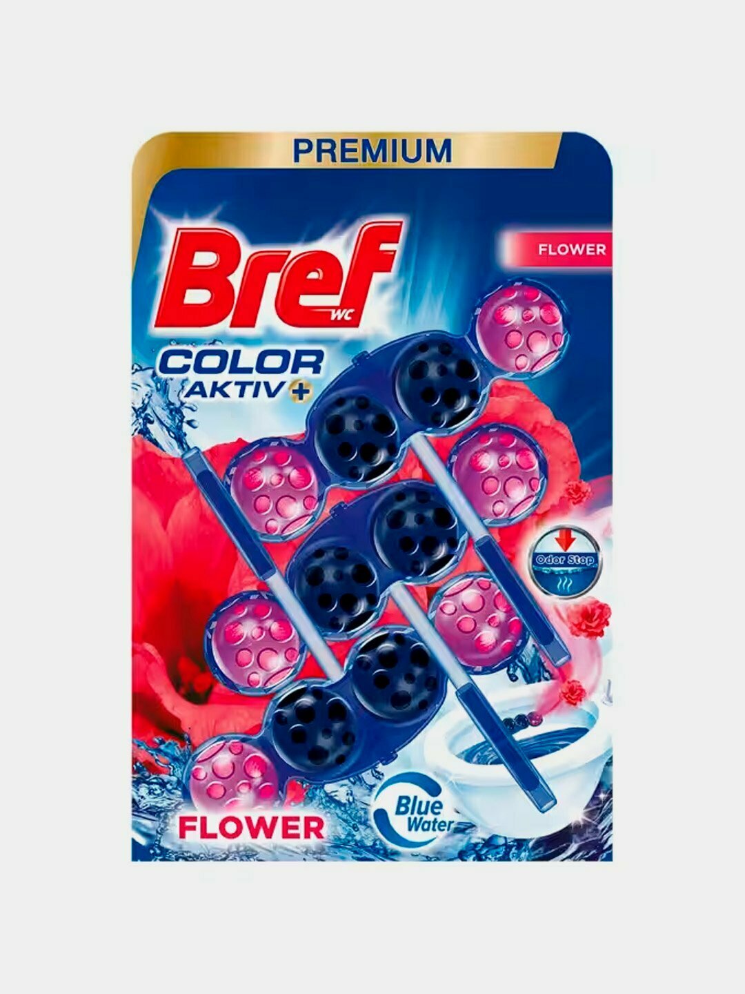 BREF Туалетный блок Color Aktiv Flower 3×50г, свежесть и чистота унитаза с длительным ароматом цветов