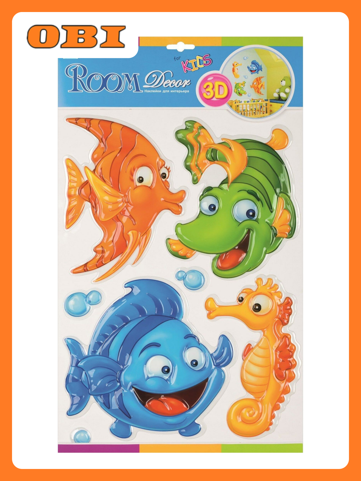 Наклейки декоративные Room Decor Bestkom Рыбки 3D 29x41 мм 4 шт