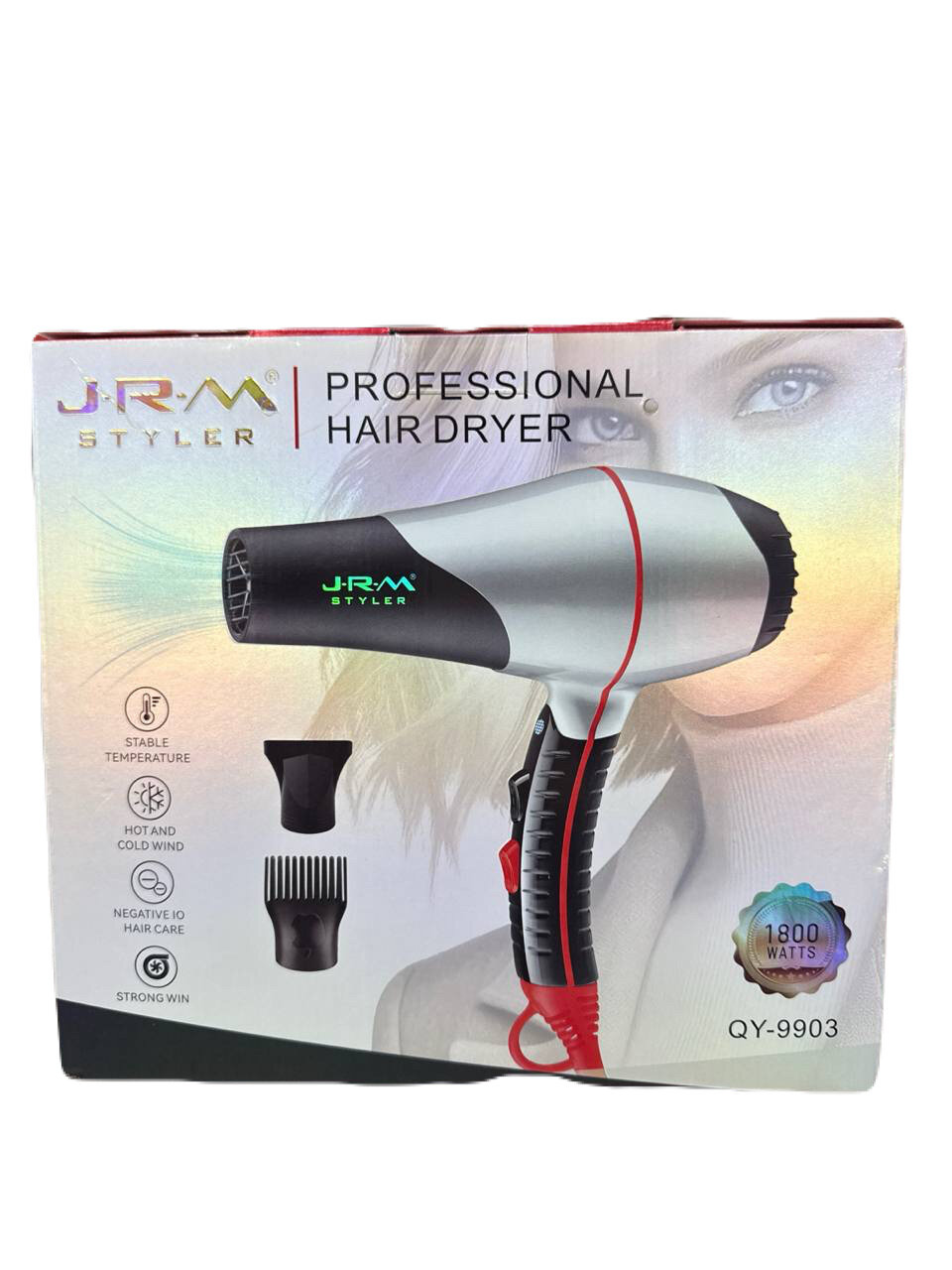 Профессиональный фен J.R.M Styler QY-9903, мощность 1800Вт, 4 температурных режима