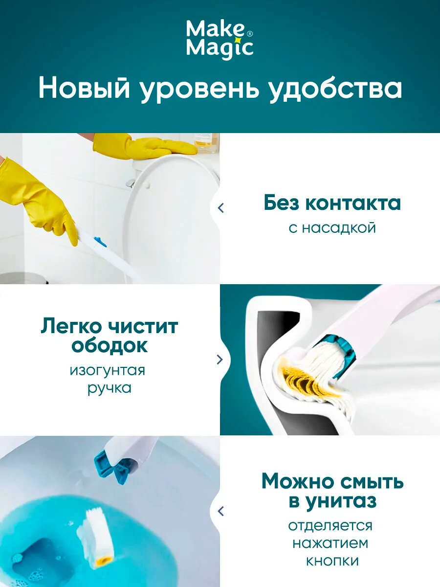 Ершик для унитаза с держателем и сменными насадками — фото 1