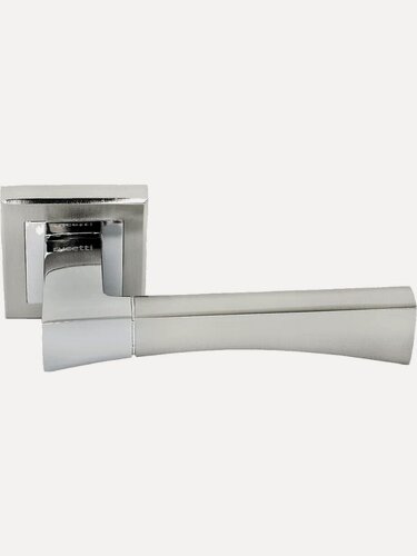 Изображение товара Ручка дверная Rucetti RAP 12-S SN/CP белый никель/хром, для межкомнатных дверей на квадратной розетке, фурнитура