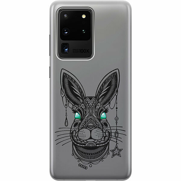 Ультратонкий силиконовый чехол-накладка для Samsung Galaxy S20 Ultra с 3D принтом "Grand Rabbit"