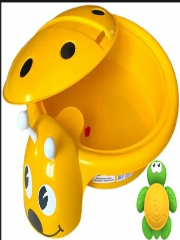 Песочница с крышкой Божья коровка желтая с черепашкой