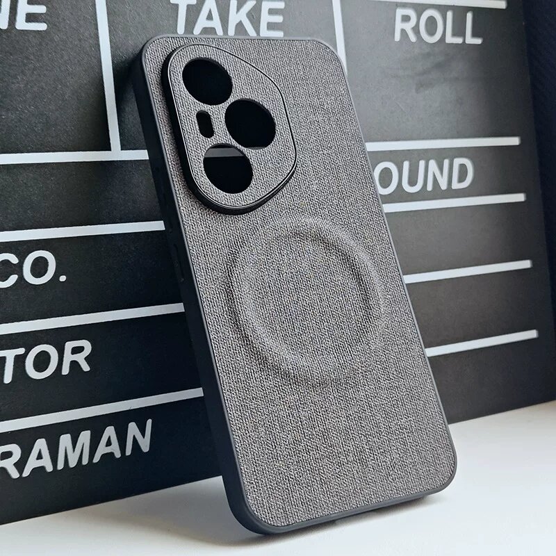 Чехол для Honor 400 International Edition из суюэ, ударопрочный с магнитным креплением, черно-серый