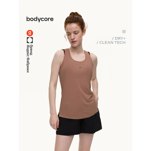 фото Майка спортивная bodycore из быстросохнущей ткани с антибактериальной пропиткой, размер s, светло-коричневый