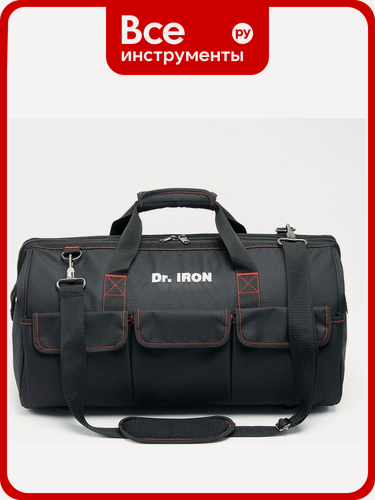 Изображение товара Сумка для инструмента с наплечным ремнем Dr. IRON DR1027, черный однотонный, из полиэстера, с жестким каркасом