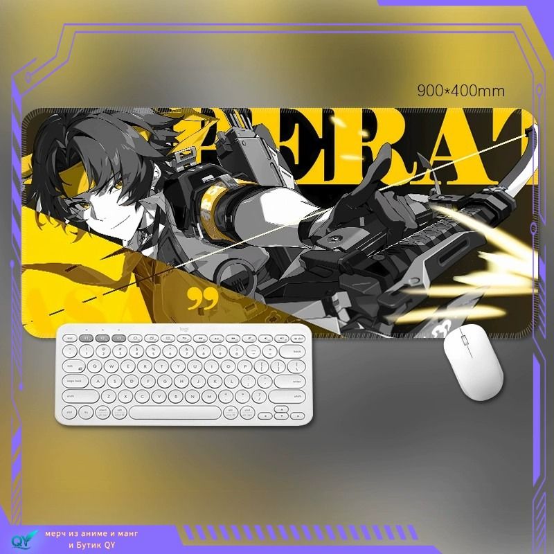 QY Anime Коврик для мышки, XXL, черный, серый