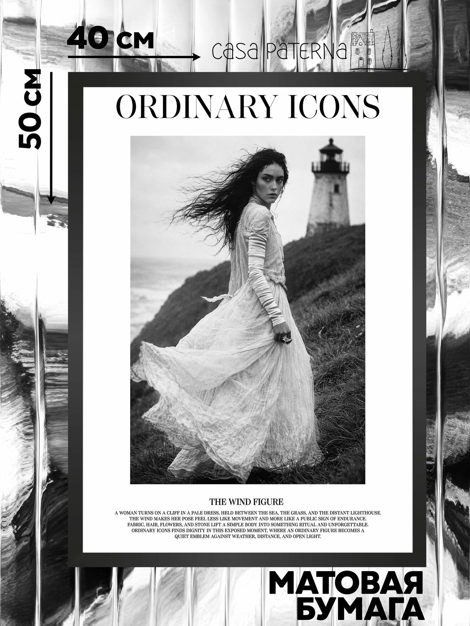 Постер на стену 40х50 Ordinary Icons #7, черно-белая фотография для интерьера, без рамки Casa Paterna