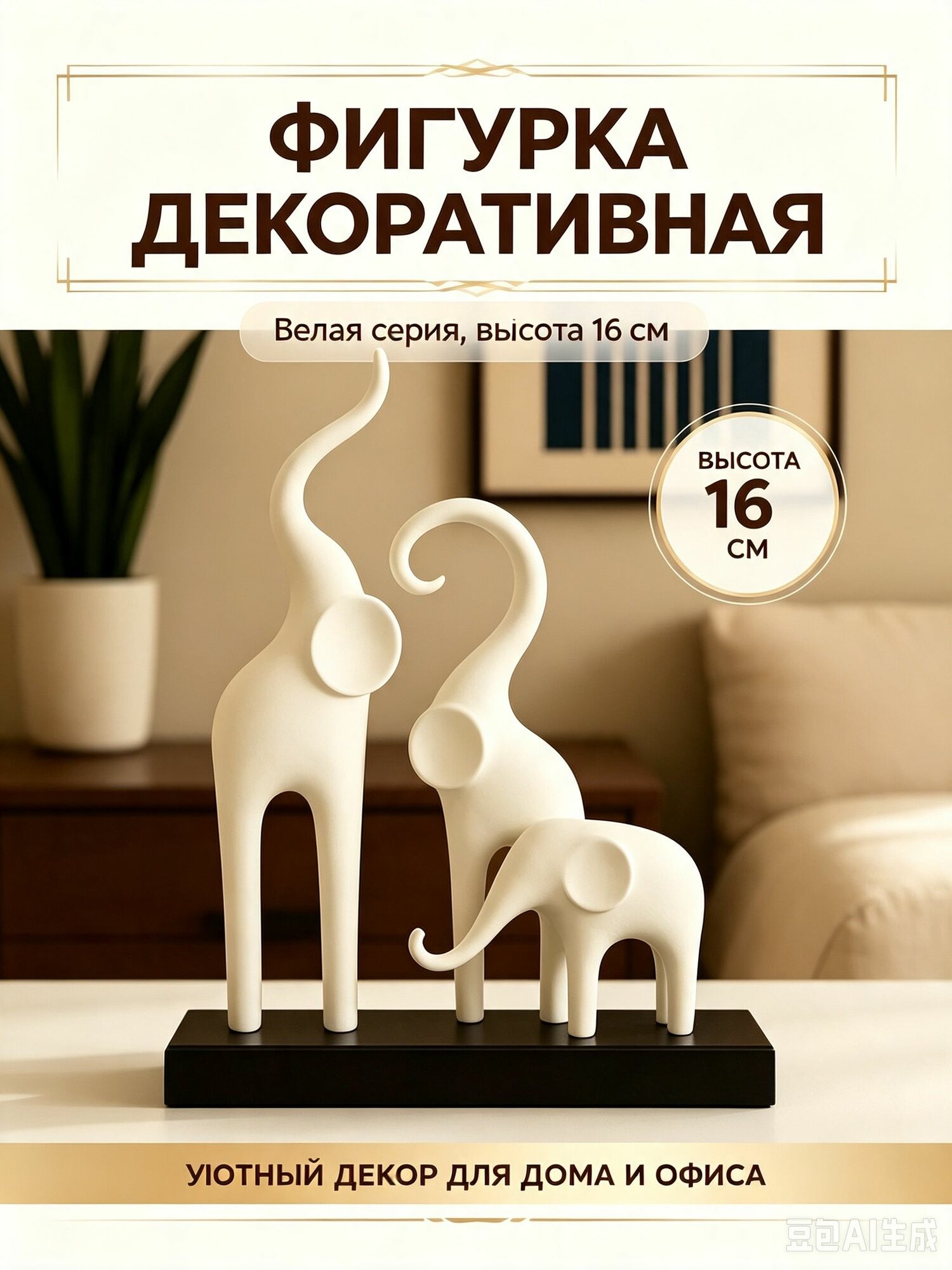 Фигурка декоративная белое, высота 16 см