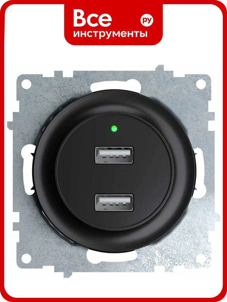Двойная USB розетка с подсветкой OneKeyElectro, цвет черный 2260092