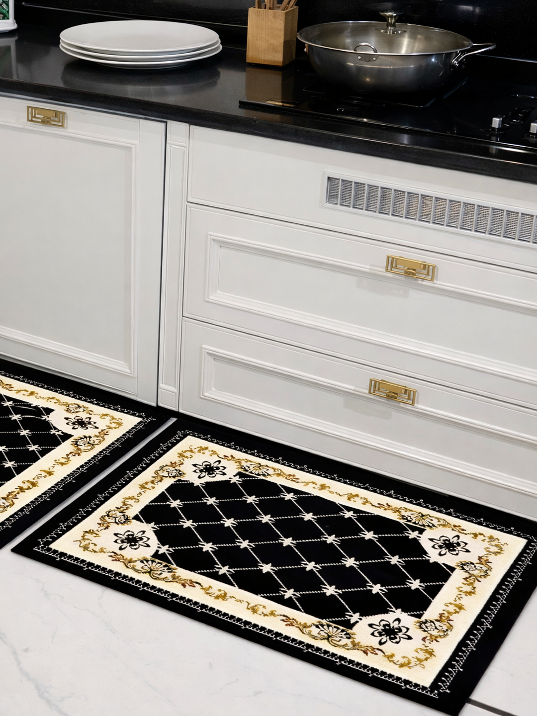 Впитывающий влагу комплект из 2 кухонных ковриков противоскользящие, быстро сохнут