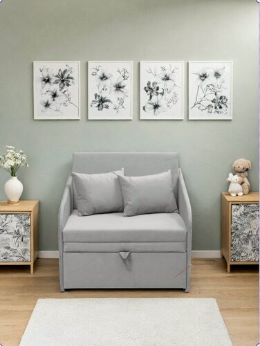 Изображение товара Диван-кровать раскладной М-Стиль " Малыш", спальное место 180х80, с ящиком для хранения, серый