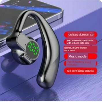 Беспроводные наушники Bluetooth, переключаемые слева-справа, черные, HD-звонок, 4962-часовая батарея, индикатор заряда,