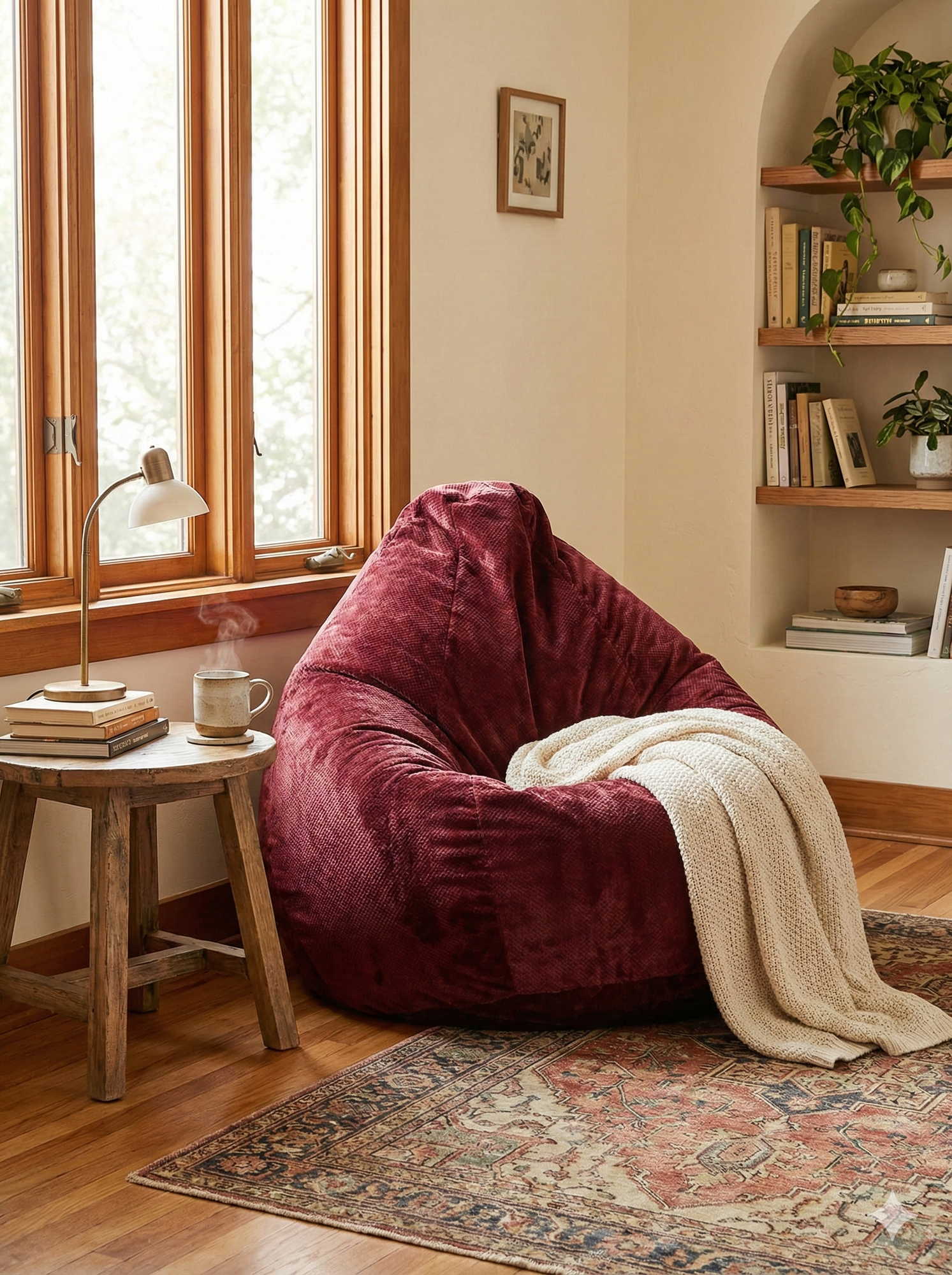 Кресло-мешок Пуффбери «Груша», размер XXL средний, Велюр Бордовый — фото 1