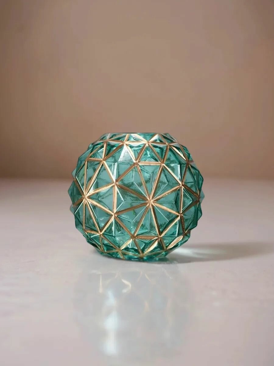 Ваза стеклянная интерьерная, размер 18*18*18см, интерьерная, настольная — фото 1