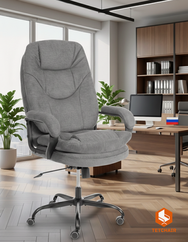 Изображение товара Кресло компьютерное офисное TetChair, на колёсиках, с подлокотниками, ткань, серое