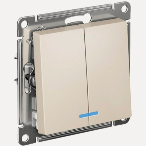 Изображение товара Выключатель 2-клавишный с подсветкой Systeme Electric (schneider Electric) SCHNEIDER ELECTRIC ATLASDESIGN, сх.5а, 10АХ, механизм, бежевый, ATN000253