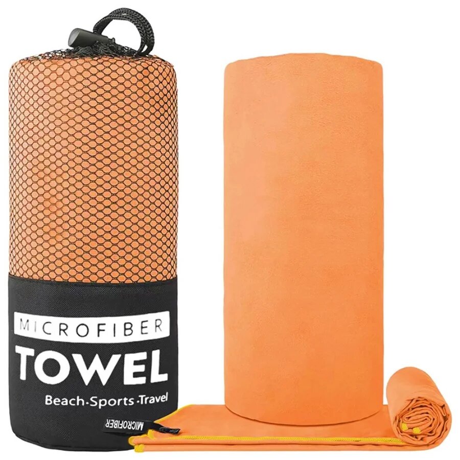 Однотонное микрофибровое полотенце для спорта Оранжевый, 50x110cm, Orange