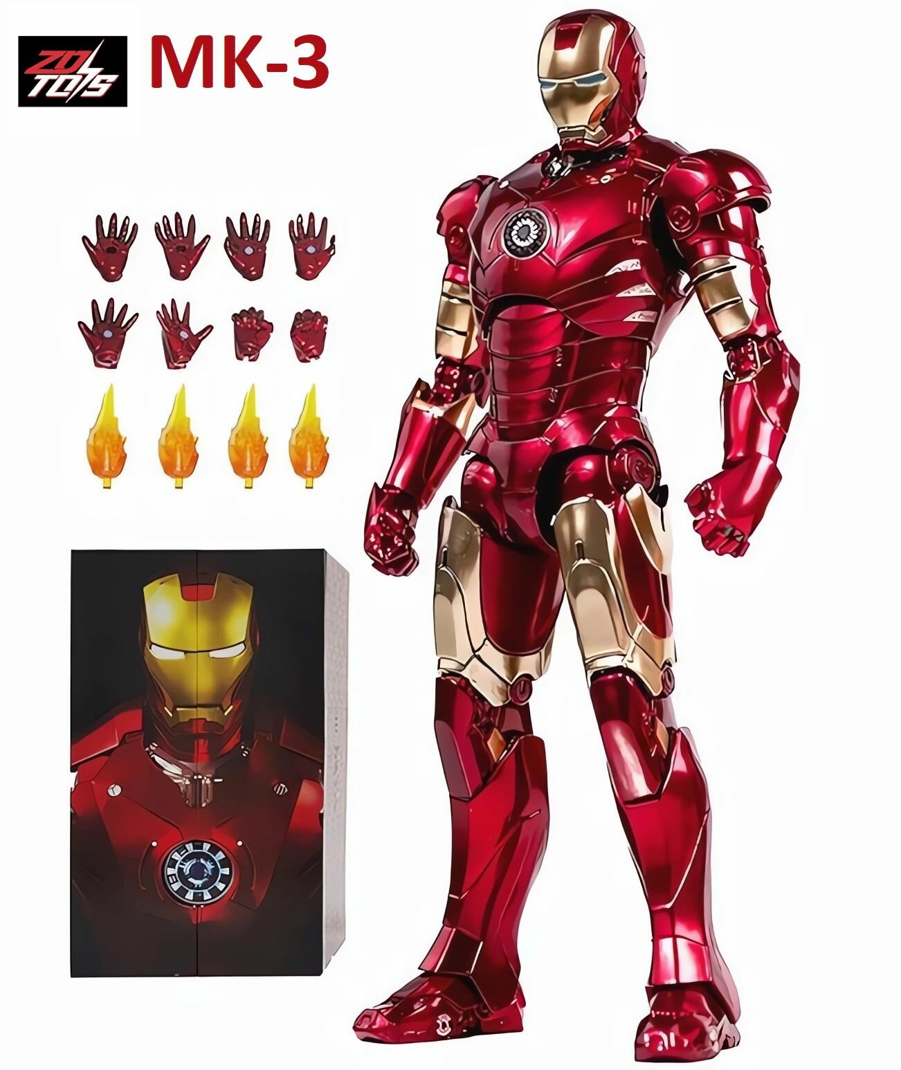 Kоллекционная лицензионная фигурка с аксессуарами от "Marvel/ZD TOYS". "Железный человек"/Iron Man (Mark-3) Высота - 18 см