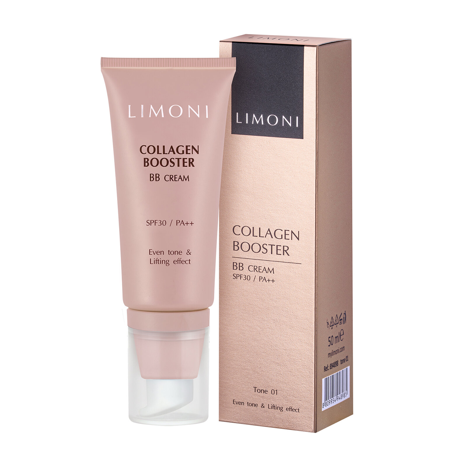 LIMONI BB-крем для лица Collagen Booster укрепляющий SPF 30, 50 мл, 01 — фото 1