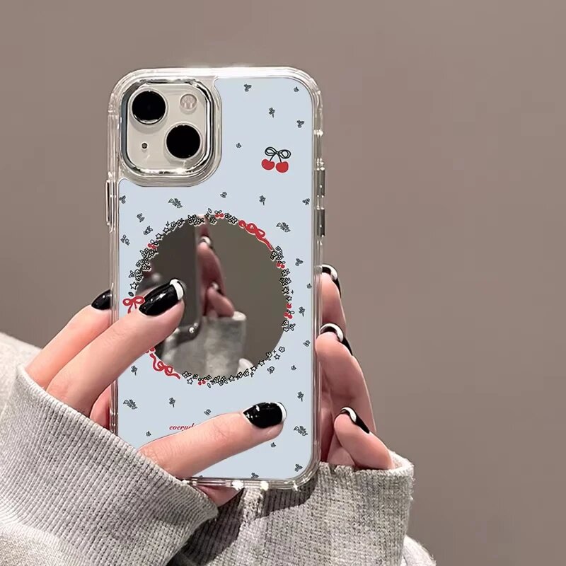 Чехол для телефона с цветочным зеркалом для iPhone 11, чехол для iPhone 15, 13, 14, 12, 16, 17 Pro Max Plus XR XS X, зеркало для макияжа, мягкий противоударный чехол