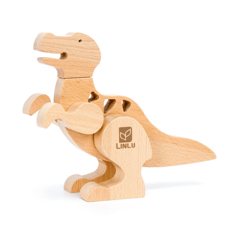 Деревянные магнитные пазлы с динозаврами: набор T-Rex, крупные детали, обучающая игрушка для детей