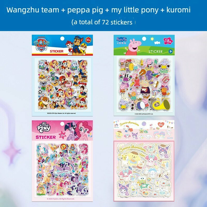 72 прозрачных наклеек PAW Patrol, Peppa Pig и My Little Pony для детей, детские мультяшные декоративные наклейки