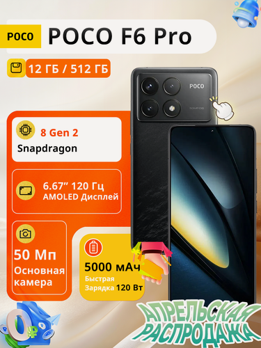 Изображение товара Смартфон Xiaomi Poco F6 Pro 12/512 ГБ Global, Dual nano SIM, черный
