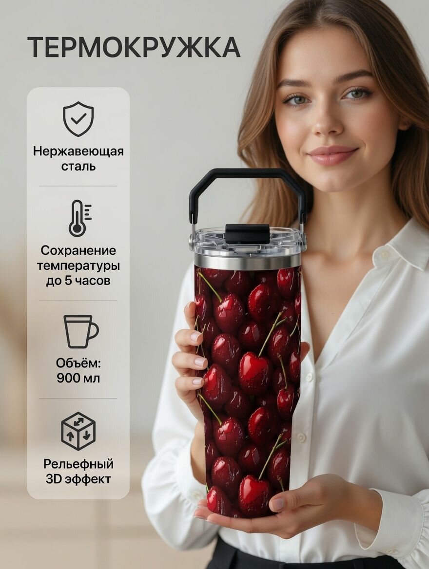Термокружка 3D Вишенки