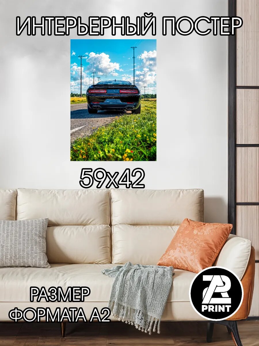 Постер на стену интерьерный 59х42 авто ЖДМ(JDM) Додж