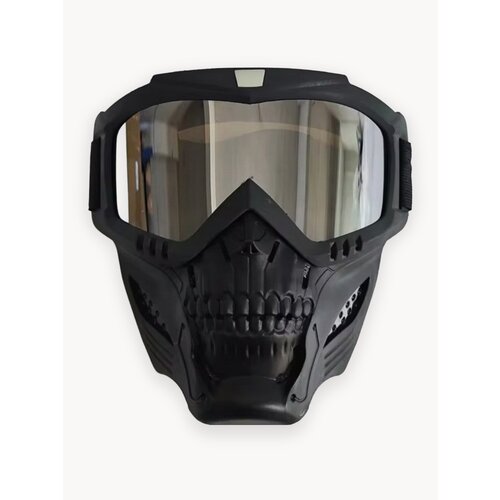 Ветро/пылезащитная маска-очки на всё лицо для мото/вело кросса, горнолыжная маска, цвет линз серебристый