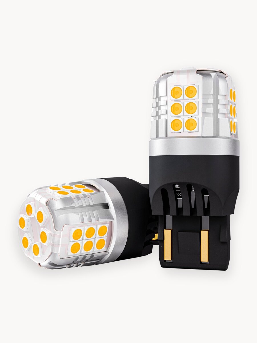 Светодиодная лампа W21/5W 7443 для авто ЭлектроКот УльтраЛед оранжевый 2 шт, в габариты, ДХО