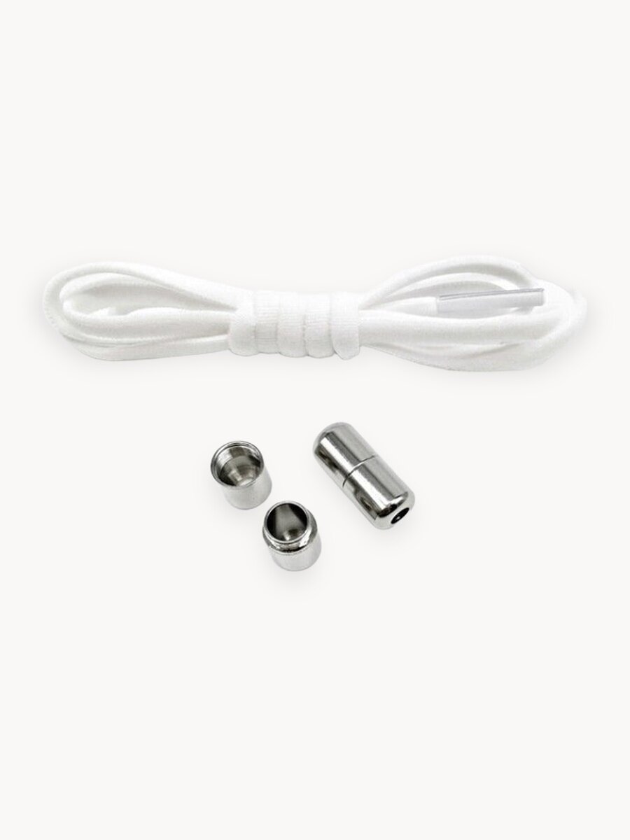 Шнурки эластичные с фиксатором, резиновые шнурки, шнурки с фиксатором, шнурки резинки, шнурки без завязок, белые